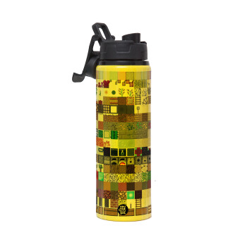 Minecraft blocks, Metallic water bottle with safety lid, 850ml aluminum