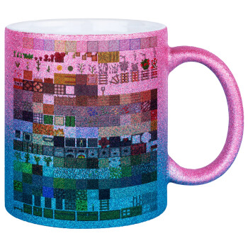 Minecraft blocks, Κούπα Χρυσή/Μπλε Glitter, κεραμική, 330ml