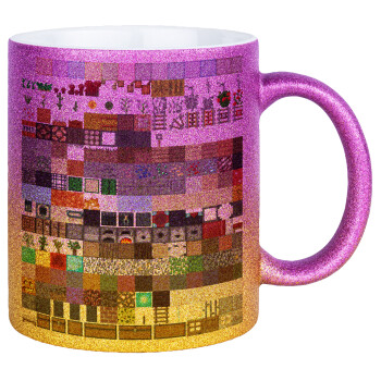 Minecraft blocks, Κούπα Χρυσή/Ροζ Glitter, κεραμική, 330ml