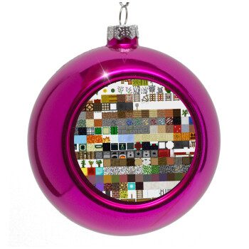 Minecraft blocks, Purple Christmas tree ornament bauble 8cm