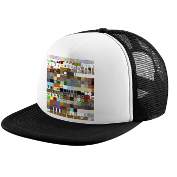 Minecraft blocks, Καπέλο Ενηλίκων Soft Trucker με Δίχτυ Black/White (POLYESTER, ΕΝΗΛΙΚΩΝ, UNISEX, ONE SIZE)