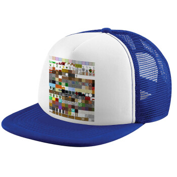 Minecraft blocks, Καπέλο Ενηλίκων Soft Trucker με Δίχτυ Blue/White (POLYESTER, ΕΝΗΛΙΚΩΝ, UNISEX, ONE SIZE)