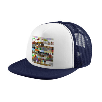 Minecraft blocks, Καπέλο Soft Trucker με Δίχτυ Dark Blue/White 