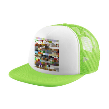 Minecraft blocks, Καπέλο Soft Trucker με Δίχτυ Πράσινο/Λευκό
