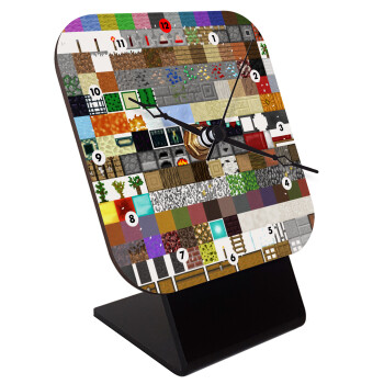Minecraft blocks, Quartz Wooden table clock with hands (10cm)