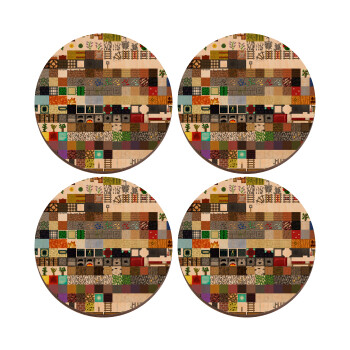 Minecraft blocks, ΣΕΤ x4 Σουβέρ ξύλινα στρογγυλά plywood (9cm)