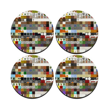 Minecraft blocks, SET of 4 round wooden coasters (9cm)
