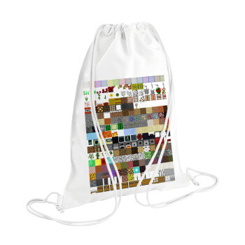 Minecraft blocks, Τσάντα πλάτης πουγκί GYMBAG λευκή (28x40cm)