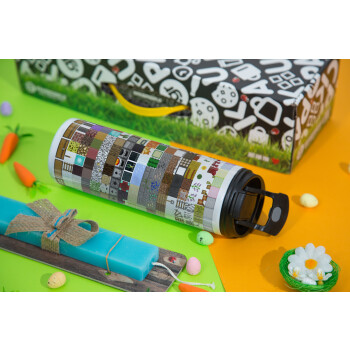 Minecraft blocks, Easter candle,Travel Tumbler 2 Lids, with metal straw & cleaning brush & aromatic flat candle (30cm) (BLUE)
