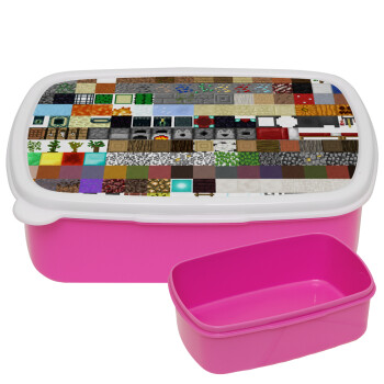 Minecraft blocks, ΡΟΖ παιδικό δοχείο φαγητού (lunchbox) πλαστικό (BPA-FREE) Lunch Βox M18 x Π13 x Υ6cm