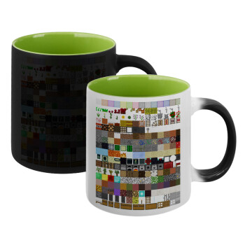 Minecraft blocks, Κούπα Μαγική εσωτερικό πράσινο, κεραμική 330ml που αλλάζει χρώμα με το ζεστό ρόφημα (1 τεμάχιο)