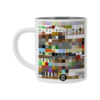 Minecraft blocks, Λευκή Ανοξείδωτη Μεταλλική Κούπα 450ml - Διπλού Τοιχώματος 