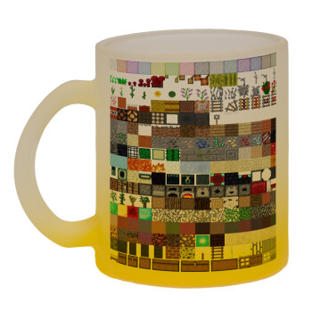 Minecraft blocks, Κούπα γυάλινη δίχρωμη με βάση το κίτρινο ματ, 330ml