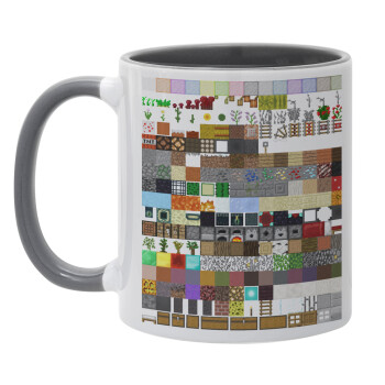 Minecraft blocks, Mug colored grey, ceramic, 330ml