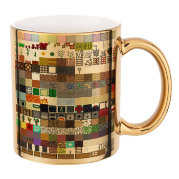 Minecraft blocks, Mug ceramic, gold mirror, 330ml