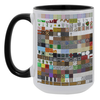 Minecraft blocks, Κούπα Mega 15oz, κεραμική Μαύρη, 450ml