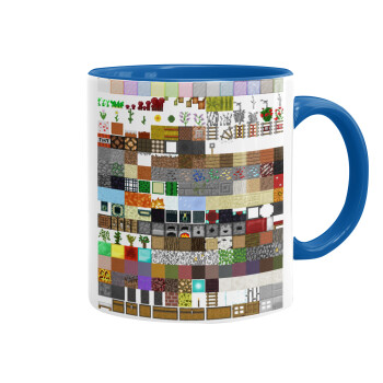 Minecraft blocks, Mug colored blue, ceramic, 330ml