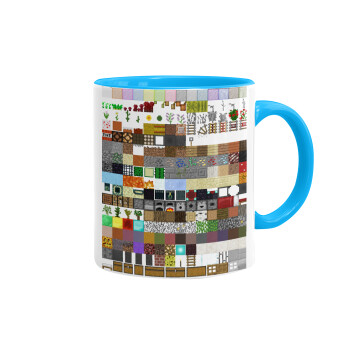 Minecraft blocks, Κούπα χρωματιστή γαλάζια, κεραμική, 330ml
