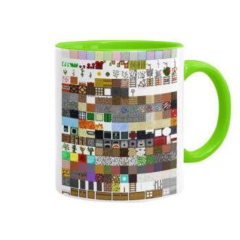 Minecraft blocks, Mug colored light green, ceramic, 330ml