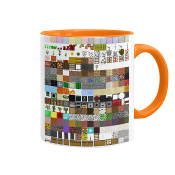 Minecraft blocks, Κούπα χρωματιστή πορτοκαλί, κεραμική, 330ml