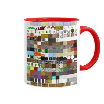 Minecraft blocks, Mug colored red, ceramic, 330ml