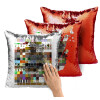 Μαξιλάρι καναπέ Μαγικό Κόκκινο με πούλιες 40x40cm περιέχεται το γέμισμα