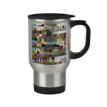 Minecraft blocks, Stainless steel travel mug with lid, double wall 450ml