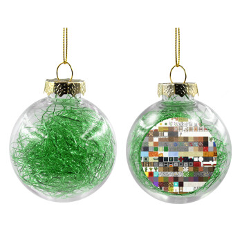 Minecraft blocks, Χριστουγεννιάτικη μπάλα δένδρου διάφανη με πράσινο γέμισμα 8cm