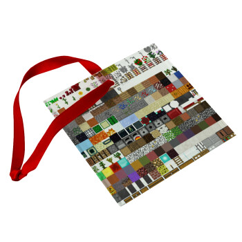 Minecraft blocks, Christmas ornament, glass square ornament 9x9cm