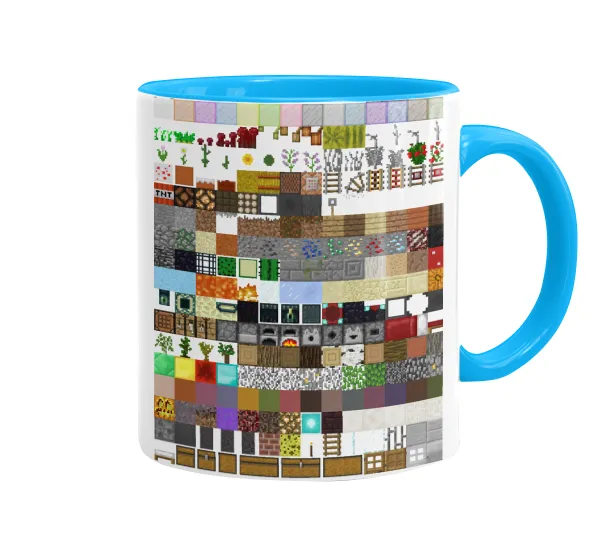 Minecraft blocks — Κούπα χρωματιστή γαλάζια, κεραμική, 330ml