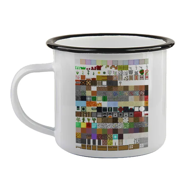 Minecraft blocks — Enamel mug with black rim, 360ml