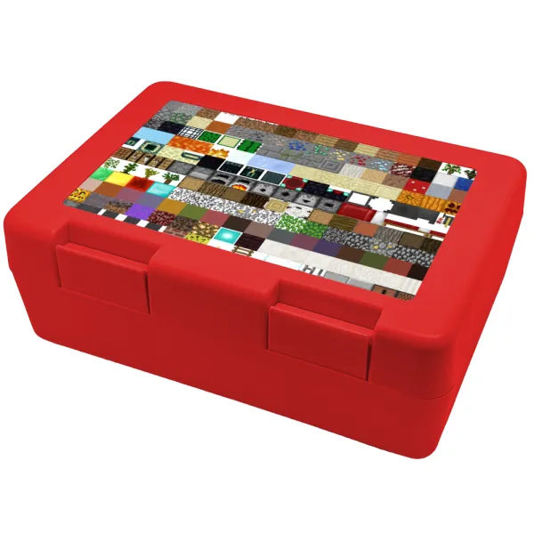 Minecraft blocks — Παιδικό δοχείο κολατσιού ΚΟΚΚΙΝΟ 185x128x65mm (BPA free πλαστικό)