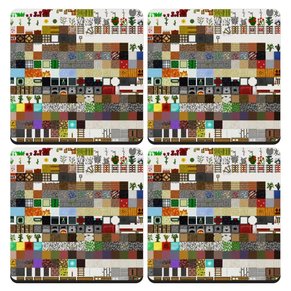 Minecraft blocks — Set of 4 square wooden coasters (9cm)