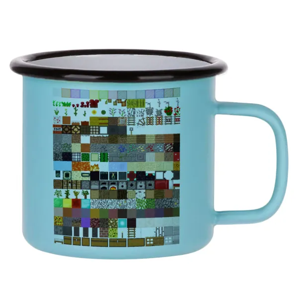 Minecraft blocks — Κούπα Μεταλλική εμαγιέ ΜΑΤ σιέλ 360ml