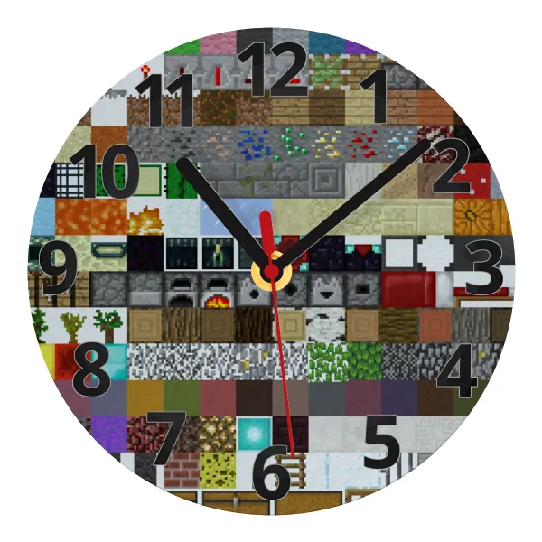 Minecraft blocks — Glass wall clock (20cm)