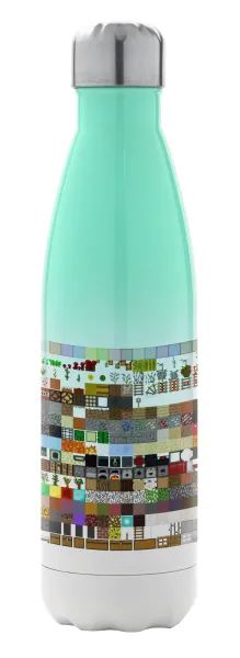 Minecraft blocks — Metal mug thermos Green/White (Stainless steel), double wall, 500ml