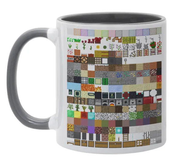 Minecraft blocks — Κούπα χρωματιστή γκρι, κεραμική, 330ml