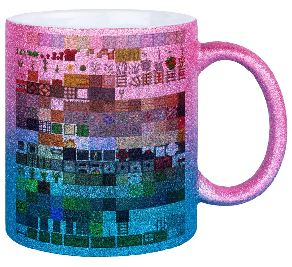 Minecraft blocks — Κούπα Χρυσή/Μπλε Glitter, κεραμική, 330ml