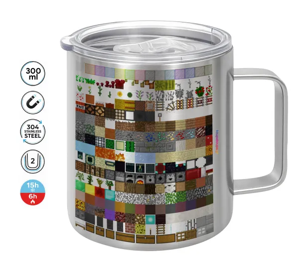 Minecraft blocks — Double-walled stainless steel mug 300ml with temperature-retaining lid