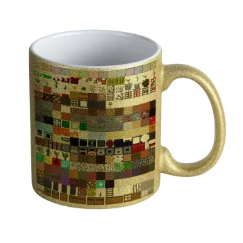 Minecraft blocks, Κούπα Χρυσή Glitter που γυαλίζει, κεραμική, 330ml