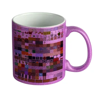 Minecraft blocks, Κούπα Μωβ Glitter που γυαλίζει, κεραμική, 330ml