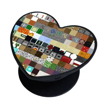 Minecraft blocks, Phone Holders Stand  καρδιά Μαύρο Βάση Στήριξης Κινητού στο Χέρι