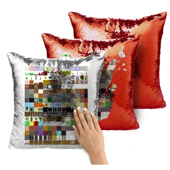 Minecraft blocks, Μαξιλάρι καναπέ Μαγικό Κόκκινο με πούλιες 40x40cm περιέχεται το γέμισμα