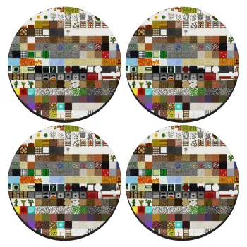 Minecraft blocks, ΣΕΤ 4 Σουβέρ ξύλινα στρογγυλά (9cm)