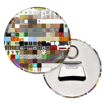 Minecraft blocks, Μαγνητάκι και ανοιχτήρι μπύρας στρογγυλό διάστασης 5,9cm