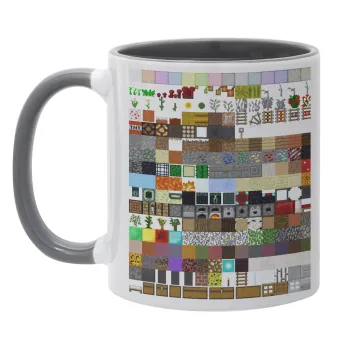 Minecraft blocks, Κούπα χρωματιστή γκρι, κεραμική, 330ml