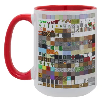 Minecraft blocks, Κούπα Mega 15oz, κεραμική Κόκκινη, 450ml