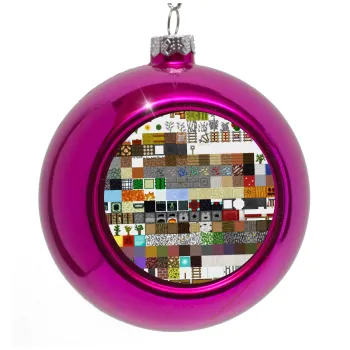 Minecraft blocks, Purple Christmas tree ornament bauble 8cm