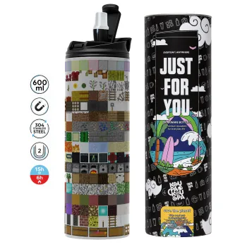 Minecraft blocks, Tumbler stainless steel GREY 600ml