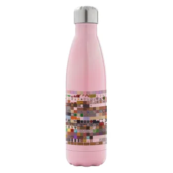Minecraft blocks, Metal mug thermos Pink Iridiscent (Stainless steel), double wall, 500ml